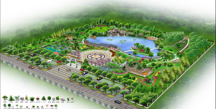某公園景觀鳥瞰圖(cad圖紙下載)_土木在線資料庫(kù)