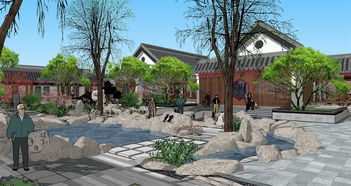 中式園林庭院景觀改造設(shè)計(jì)su模型